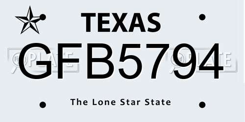GFB5794 Texas License Plate
