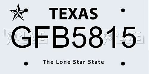 GFB5815 Texas License Plate