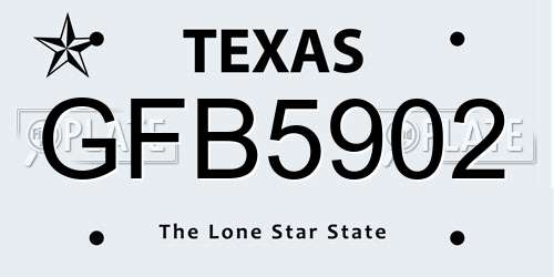 GFB5902 Texas License Plate