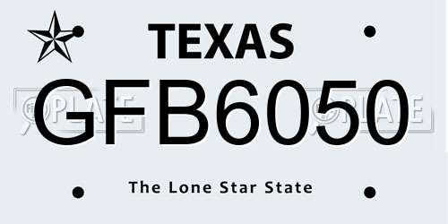 GFB6050 Texas License Plate
