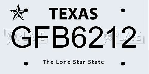 GFB6212 Texas License Plate