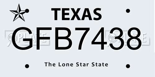 GFB7438 Texas License Plate