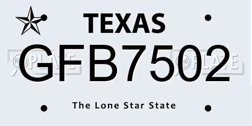 GFB7502 Texas License Plate