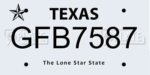GFB7587 Texas License Plate