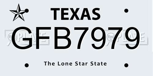 GFB7979 Texas License Plate