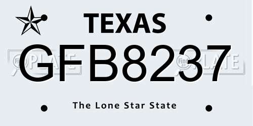 GFB8237 Texas License Plate