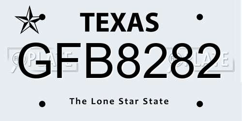 GFB8282 Texas License Plate