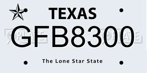 GFB8300 Texas License Plate