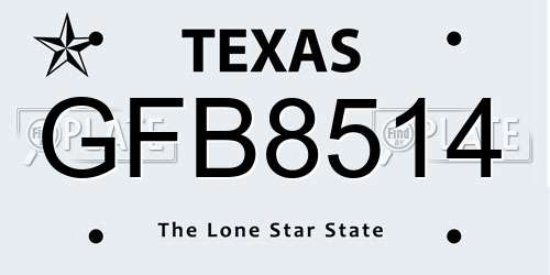 GFB8514 Texas License Plate