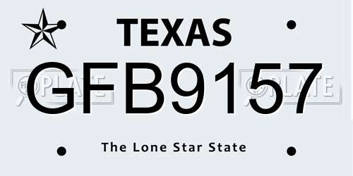 GFB9157 Texas License Plate