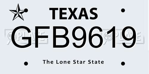 GFB9619 Texas License Plate