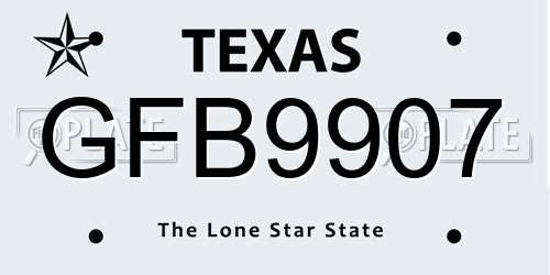 GFB9907 Texas License Plate