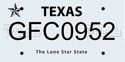 GFC0952 Texas License Plate