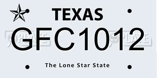 GFC1012 Texas License Plate