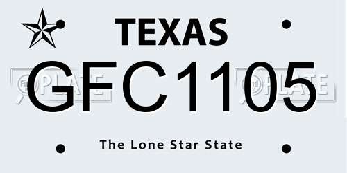 GFC1105 Texas License Plate