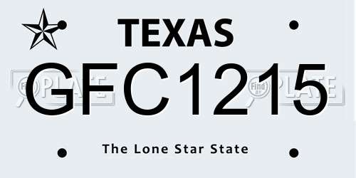 GFC1215 Texas License Plate