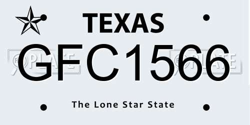GFC1566 Texas License Plate