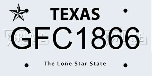 GFC1866 Texas License Plate