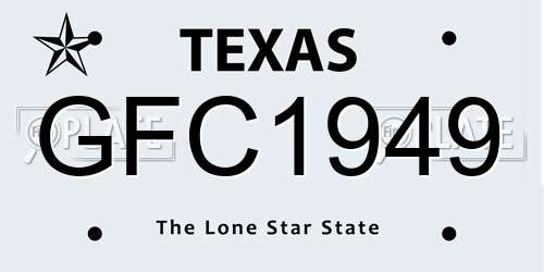 GFC1949 Texas License Plate