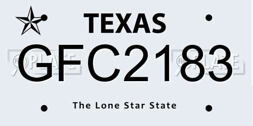 GFC2183 Texas License Plate
