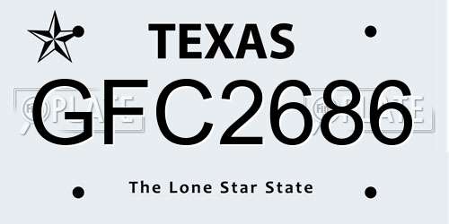 GFC2686 Texas License Plate