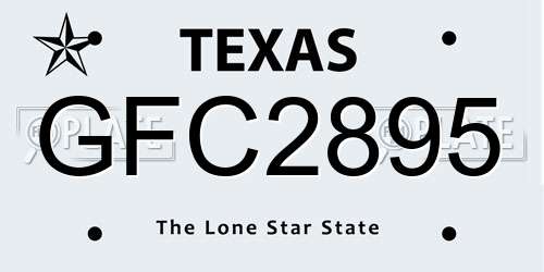 GFC2895 Texas License Plate