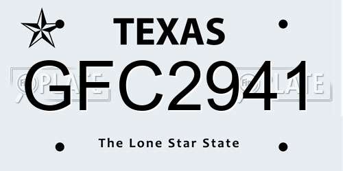 GFC2941 Texas License Plate