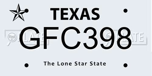 GFC398 Texas License Plate