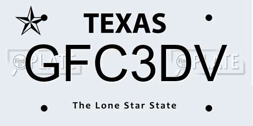 GFC3DV Texas License Plate