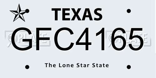 GFC4165 Texas License Plate