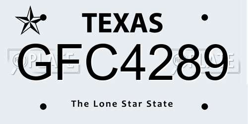GFC4289 Texas License Plate