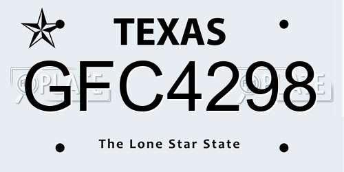 GFC4298 Texas License Plate