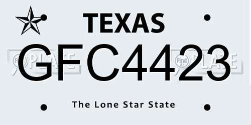 GFC4423 Texas License Plate