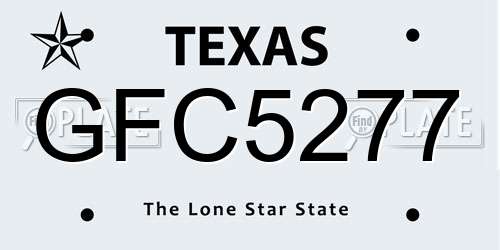 GFC5277 Texas License Plate