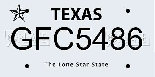 GFC5486 Texas License Plate