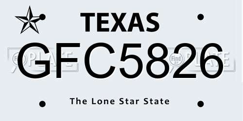 GFC5826 Texas License Plate
