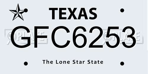 GFC6253 Texas License Plate