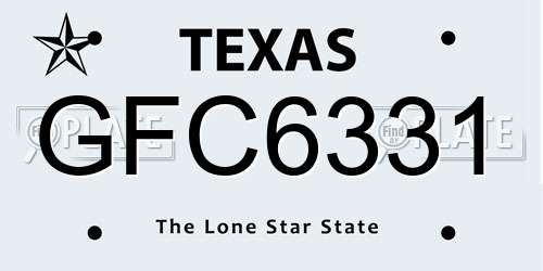 GFC6331 Texas License Plate
