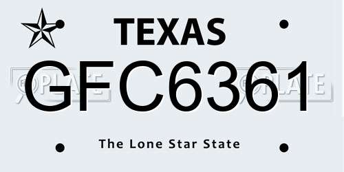 GFC6361 Texas License Plate