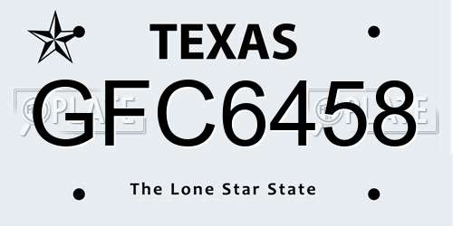 GFC6458 Texas License Plate