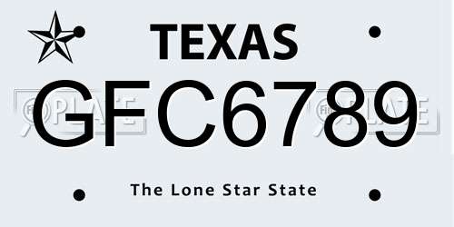 GFC6789 Texas License Plate
