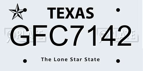 GFC7142 Texas License Plate