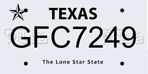 GFC7249 Texas License Plate