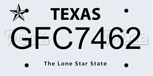 GFC7462 Texas License Plate