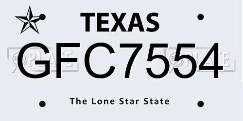 GFC7554 Texas License Plate
