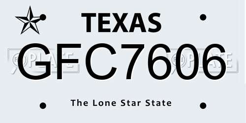 GFC7606 Texas License Plate