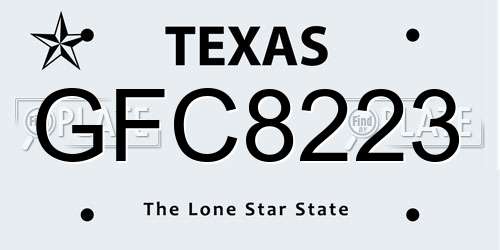 GFC8223 Texas License Plate