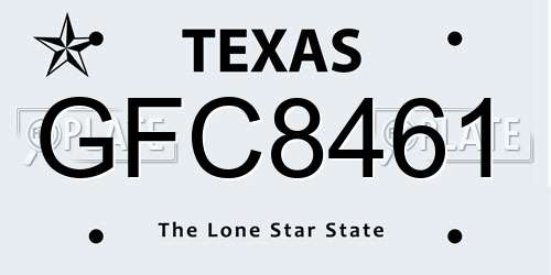 GFC8461 Texas License Plate