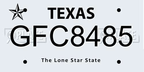GFC8485 Texas License Plate