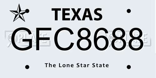 GFC8688 Texas License Plate